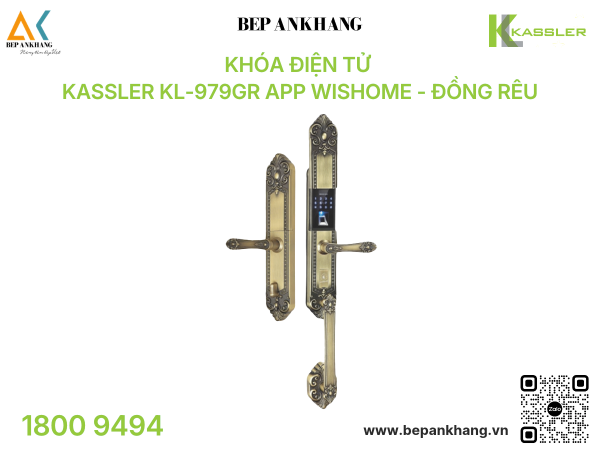 Khóa điện tử Kassler KL-979GR App Wishome - Đồng Rêu